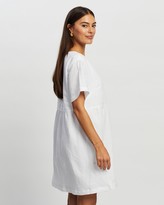 Thumbnail for your product : White By FTL Women's White T-Shirt Dresses - Zavi Linen Dress