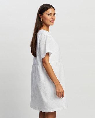 White By FTL Women's White T-Shirt Dresses - Zavi Linen Dress