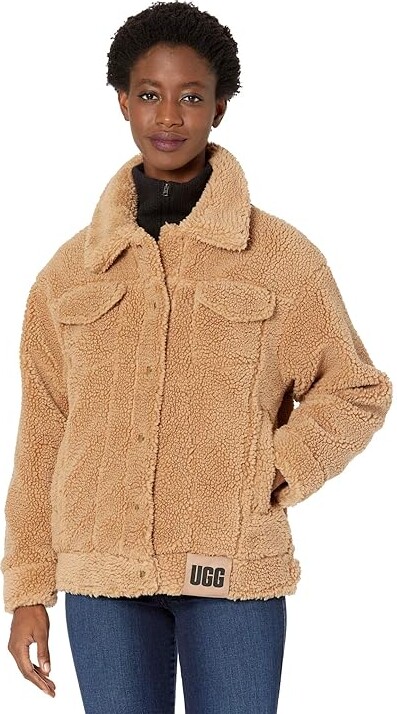 UGG Frankie Sherpa Trucker Jacket Women's Clothing Camel : XL, Polyester