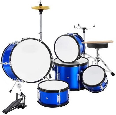 VEVOR Kids Drum Set, 5-Piece, 16 in Beginner Full Drum Set with Bass Toms Snare Floor Drum Adjustable Throne Cymbal Hi-Hat Pedal and Two Pairs of...