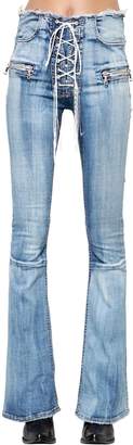 Unravel Tie Dyed Flare Lace-up Denim Jeans