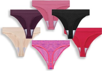 GRANKEE Women's Breathable Seamless Thong Panties No Show Underwear 6  Pack(BLACK 6 pack M) - ShopStyle