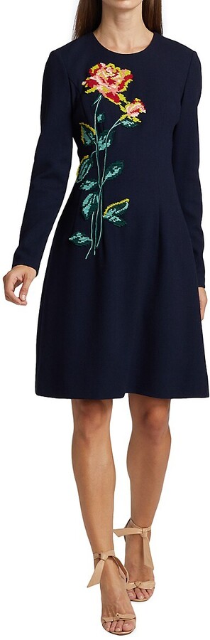 Woman High Quality Floral Embroidered OB14550B Vestito Donna Alta Qualità