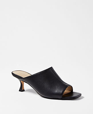 Ann Taylor Kitten Heel Leather Mule Sandals