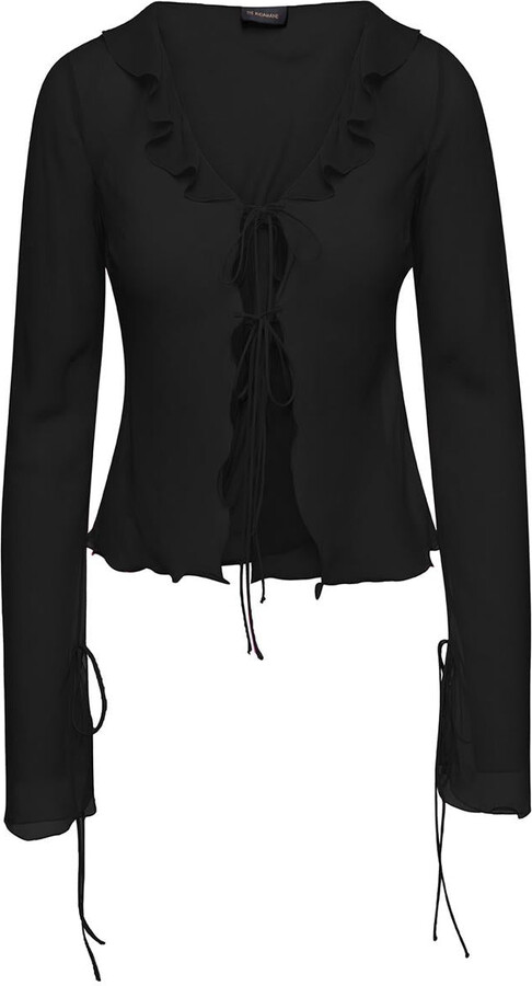 THE ANDAMANE Blouse with Ruches-Detailing in Black Silk Woman ...
