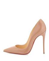 Christian Louboutin So Kate Patent Pointed-Toe Red Sole Pump, Black