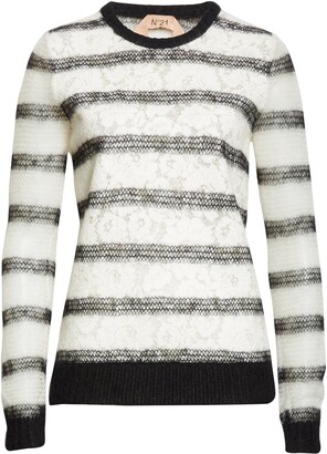 N°21 N21 Lace Front Sheer Stripe Sweater