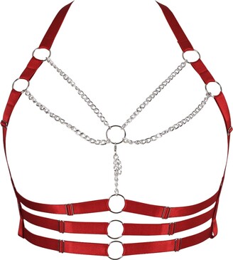 Damen Body Harness Set - Punk Gothic Unterwäsche Mit Strumpfband Verstellbar