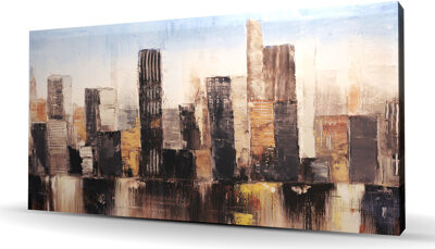 Lark Manor Striped Abstract Buildings - Livingroom Cities Canvas Decor