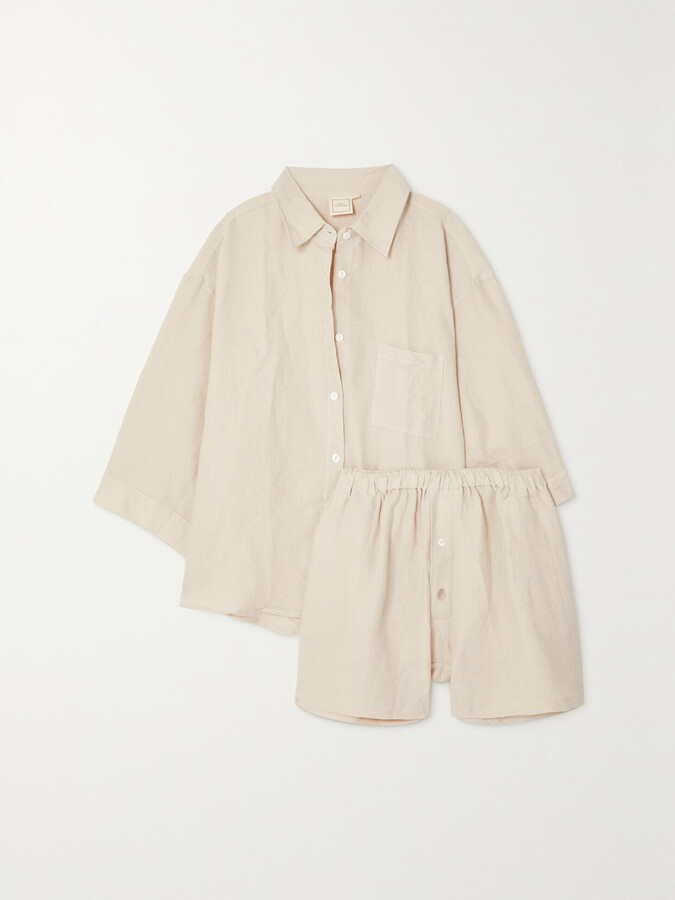 Deiji Studios - The 03 Washed-linen Shirt And Shorts Set - Cream