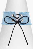 Thumbnail for your product : boohoo Jenny Lace Up Denim Corset Choker