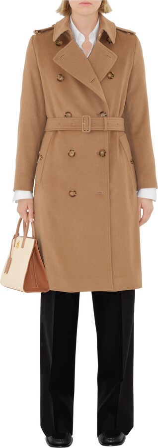 Burberry Long Cashmere Blend Kensington Trench Coat