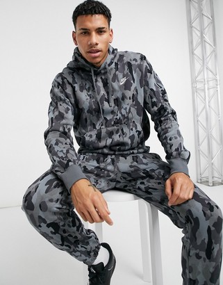 Nike Club digi camo print hoodie in black - ShopStyle