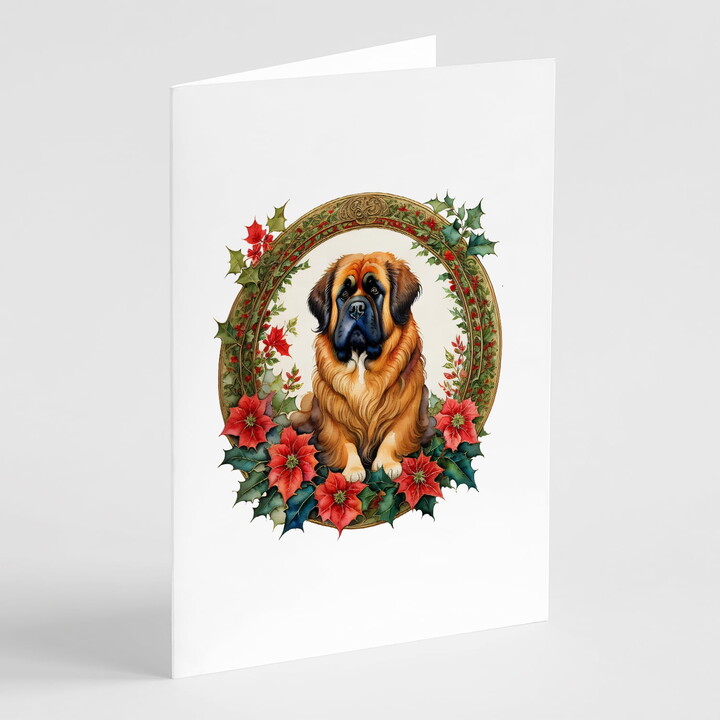 Tibetan Mastiff Christmas Flowers Greeting Cards Pack of 8 7 in x 5 in