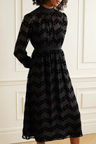 Thumbnail for your product : Tory Burch Polka-dot Flocked Chiffon Midi Dress - Black