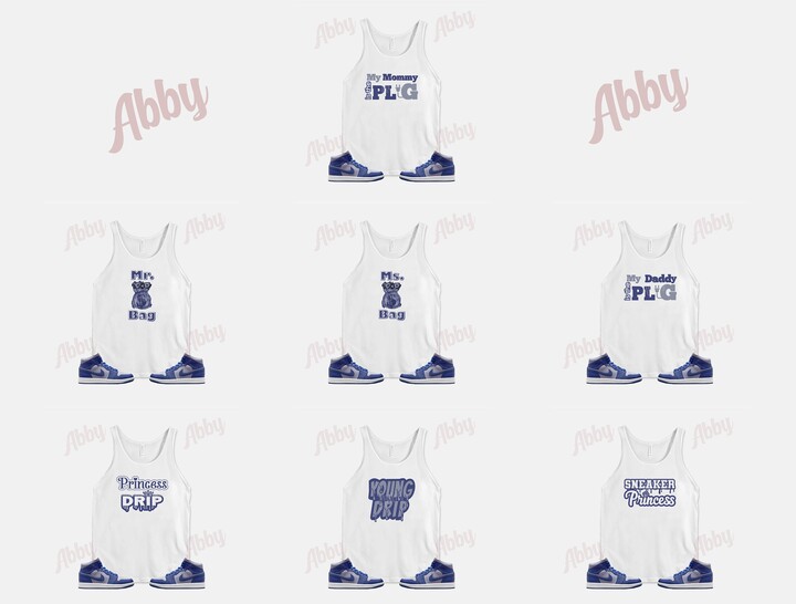 Mr Bag Tank Top To Match Air Jordan Retro 1 Mid Deep Royal Iron Purple Sneaker Tee