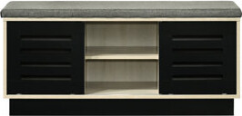 Ebern Designs Intriguing Shoe Cabinet With Upholstered Top And Sliding Door Intrigue Unusual