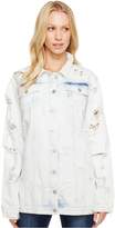 Thumbnail for your product : Brigitte Bailey Zoe Rose Patch Distressed Denim Jacket