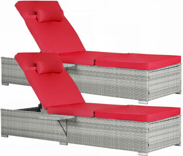 Latitude Run Outdoor Chaise Lounge Chair Set of 2 with Patio Pool Chairs Tanning Lounges for Outside