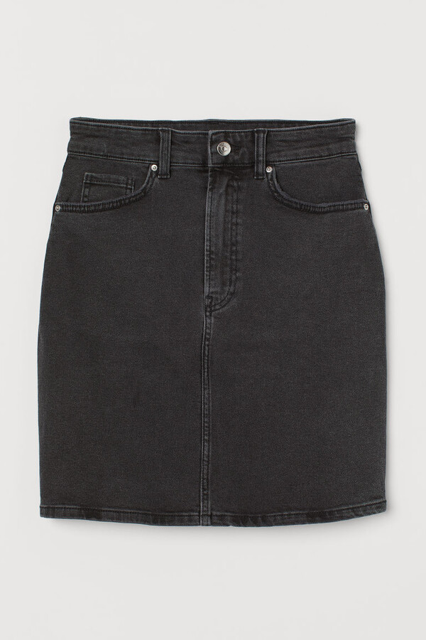 H&M Mom Fit Denim Skirt Gray ShopStyle