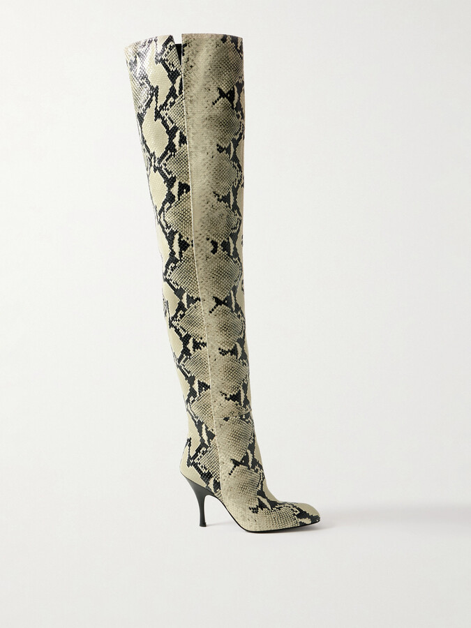 KHAITE Colt Snake-effect Leather Over-the-knee Boots - Animal print