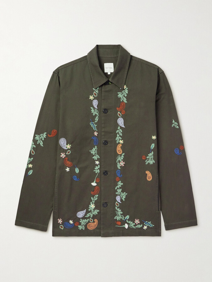 Paul Smith Embroidered Cotton-Twill Overshirt