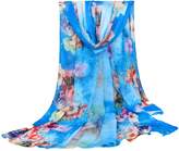 Thumbnail for your product : GERINLY Chiffon Sarong Wrap: Bright Color Blossoms Print Oversize Beach Cover Up