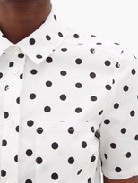 Thumbnail for your product : STAUD Polka-dot Cotton-blend Cropped Blouse - White Black