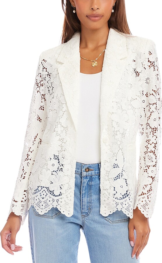 Karen Kane Floral Lace Scallop Edge Blazer