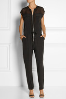 Thumbnail for your product : Alexander Wang T by Georgette-paneled silk-charmeuse jumpsuit