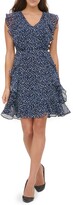 Thumbnail for your product : Tommy Hilfiger Leaf Print Ruffle Chiffon Sleeveless Dress