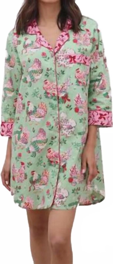 Printfresh Holiday Hens Sleep Shirt In Sage