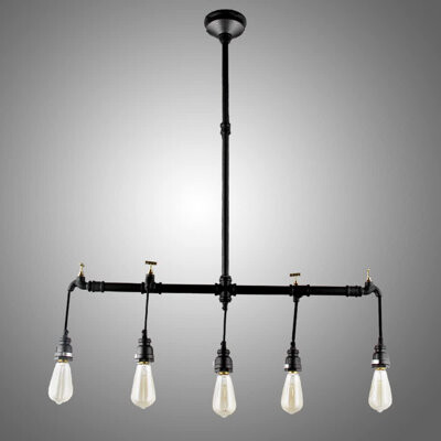 Williston Forge Mcaleer Industrial Style Faucet Lamp 5-Light LED Kitchen Island Linear Pendant