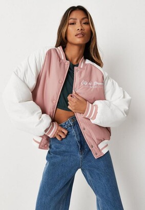 Missguided Pink New York Varsity Bomber Jacket - ShopStyle