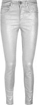 Thumbnail for your product : Etoile Isabel Marant Ellos Metallic Coated High-rise Skinny Jeans - Silver
