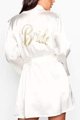 boohoo Bride Metallic Embroidered Robe