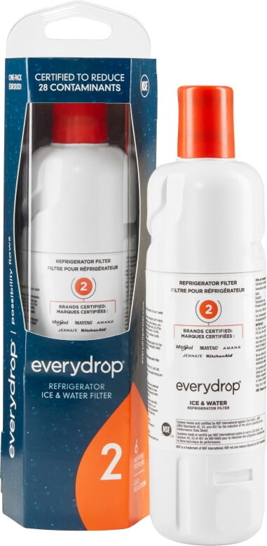 Everydrop by Whirlpool Ice and Water Refrigerator Filter 2, EDR2RXD1, Single-Pack, Orange