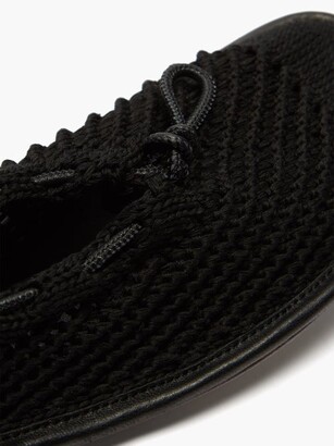 Hereu Puntera Crochet-knitted Cotton And Leather Flats - Black