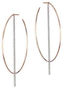Diane Kordas Bar Diamond& 18K Rose Gold Hoop Earrings