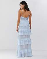 Thumbnail for your product : True Decadence premium frill layered cami maxi dress with lace insert in soft blue