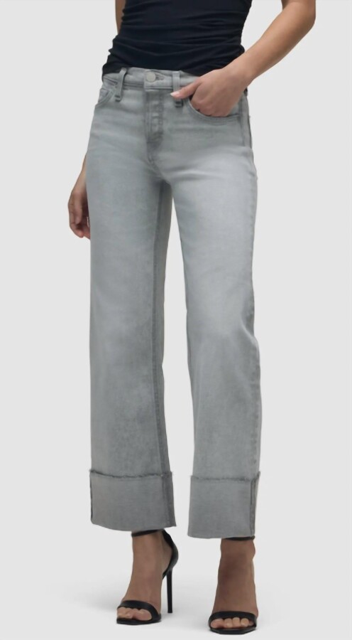Hudson Rosie Cuff High-Rise Wide Leg Ankle Jean In Washed Slate