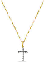 Thumbnail for your product : David Yurman Cable Collectibles Cross with Diamonds in Gold on Chain