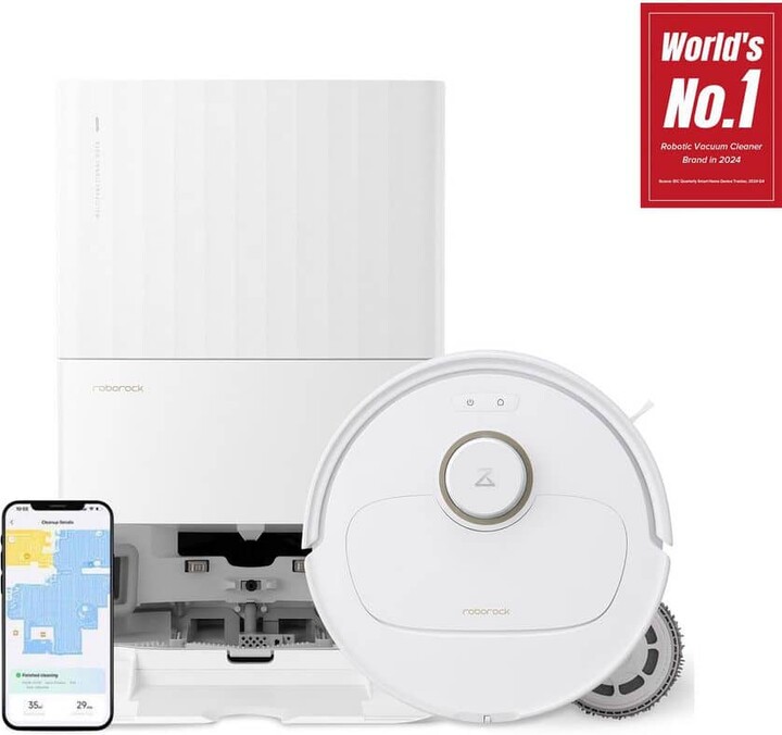 Roborock Qrevo MaxV 16.61 in. Robotic Vacuum and Mop with Smart Navigation, Self-Emptying, Self-Drying, Multisurface in White