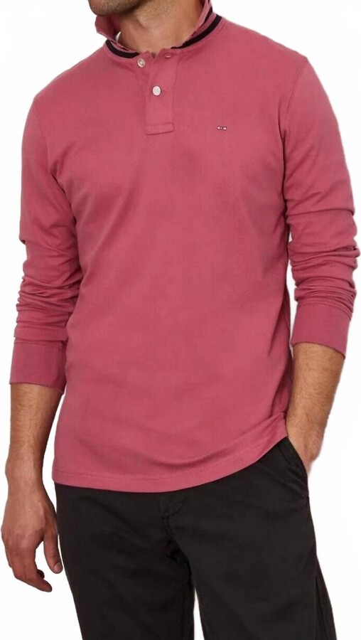 Eden Park Long Sleeve Polo Tee In Pink