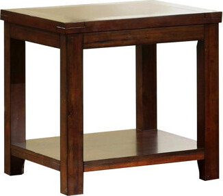 House of Hampton Transitional Style End Table In Dark Cherry With Solid Wood And Open Shelf Living Room