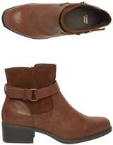 Thumbnail for your product : Evans Extra Wide Fit Brown Material Mix Square Toe Boots