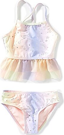 Breaking Waves Little Girls Tutu Unicorn Unicorn Gradient Swimsuit 2-Piece Set
