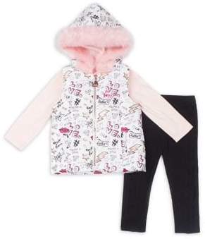 Betsey Johnson Baby Girl's 3-Piece Glam Faux Fur Vest Set
