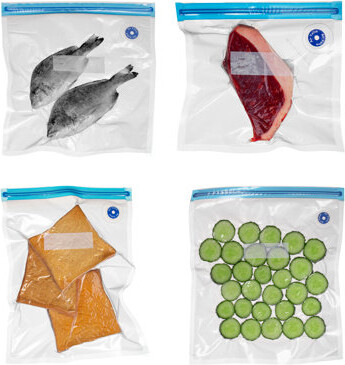 Basicwise 12" X 13" Set Of 12 Reusable Airtight And Resealable Food Storage Bags Durable & Convenient Solution For Sliced Fruits Fresh Vegetables Cook