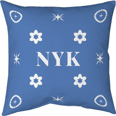 Khieu New York Basketball Colors White Blue Orange Cotton Twill Pillow 14 Inch X 14 Inch